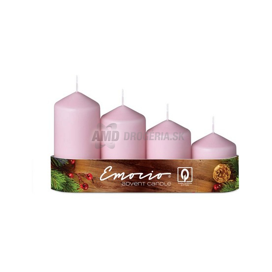 SVIEČKA ADVENTNÁ PRIEMER 50 MM RUŽOVÁ 4 KS