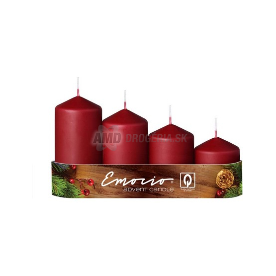 SVIEČKA ADVENTNÁ STUPNE PRIEMER 50 MM BORDOVÁ 4KS