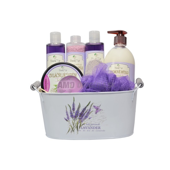 KAZETA VIVACO S LEVANDUĽOVÝM OLEJOM SPRCHOVÝ GEL 250ML + SOĽ DO KÚPEĽA 250G + PENA DO KÚPEĽA 250ML + KRÉM NA TVÁR A TELO 200ML + KRÉMOVÉ MYDLO 500ML + VONNÁ SVIEČKA + MASÁŽNA HUBKA + PEMZA X20