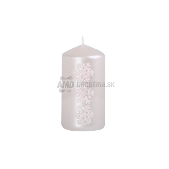 SVIEČKA VALEC VLOČKY BIELA PERLA 50 X 100 MM