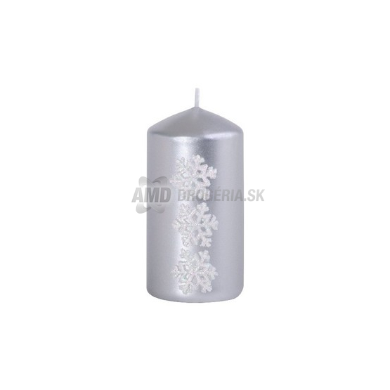 SVIEČKA VALEC VLOČKY STRIEBORNÁ 50 X 100 MM
