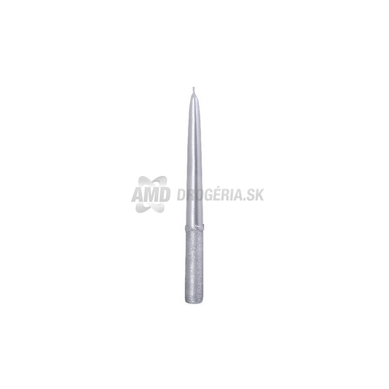 SVIEČKA DRÁPANÁ S VLNKOU KÓNICKÁ STRIEBORNÁ 22 X 230 MM