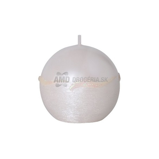 SVIEČKA GUĽA DRÁPANÁ S VLNKOU BIELA PERLA 70 MM