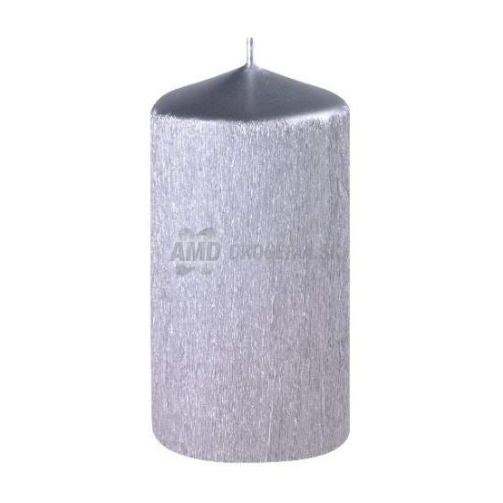 SVIEČKA VALEC DRÁPANÁ PERLA STRIEBORNÁ 60 X 120 MM