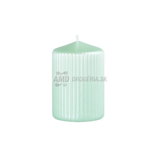 SVIEČKA VALEC RYHOVANÁ METAL MÄTOVÁ 65 X 100 MM