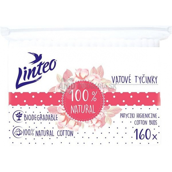 Linteo Vatové tyčinky Natural, 160 ks