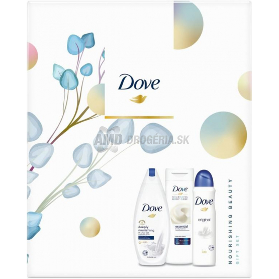 KAZETA DOVE  ORIGINAL SPRCHOVÝ GÉL + TELOVÉ MLIEKO + ANTIPERSPIRANT  X20