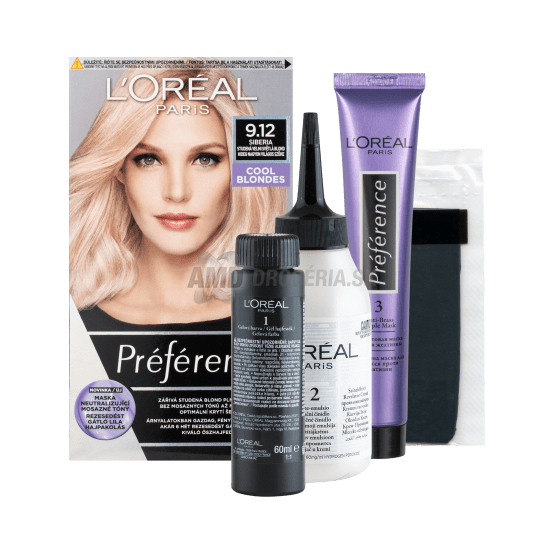 LOREAL PREFERENCE COOL 9.12 SIBERIA STUDENÁ VEĽMI SVETLÁ BLOND