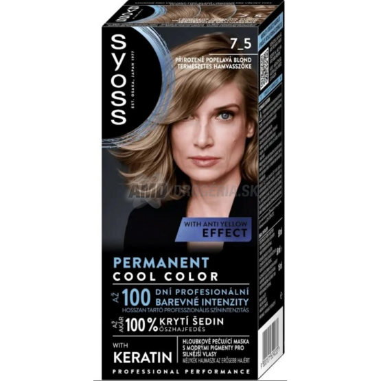 SYOSS COLOR PROFESIONAL PRIRODZENÝ POPOLAVÝ BLOND 7-5