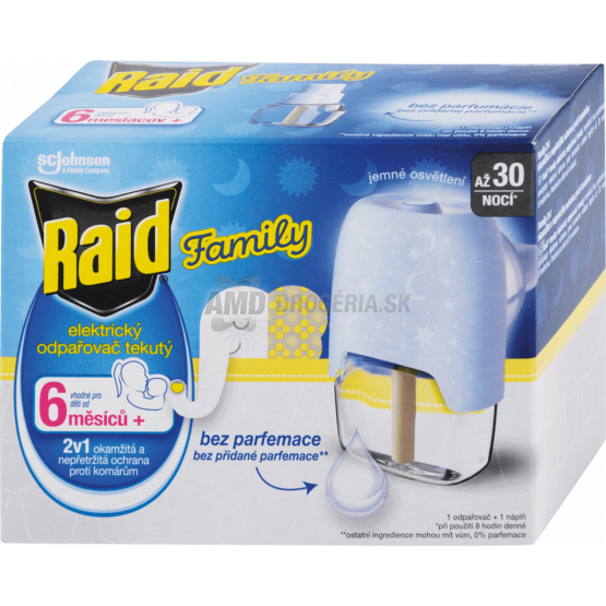 RAID ELEKTRICKÝ ODPAROVAČ S TEKUTOU NÁPLŇOU 30ML 30 NOCÍ FAMILY