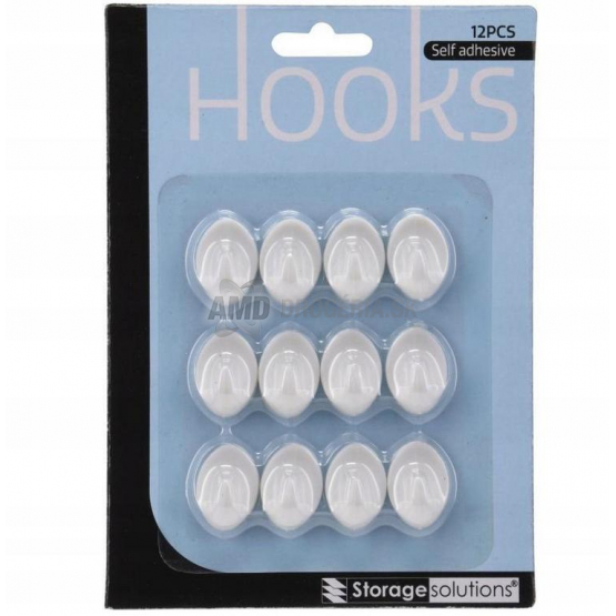 Storage Solutions Samolepiace háčiky biele, 12 ks