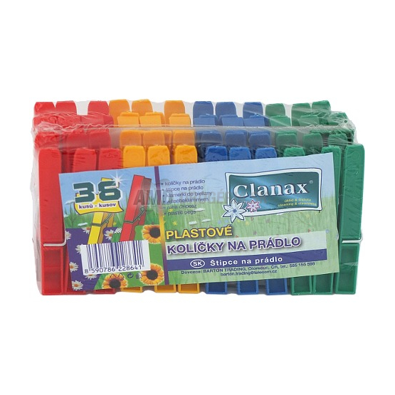 Clanax Štipce na prádlo PVC veľké, 36 ks