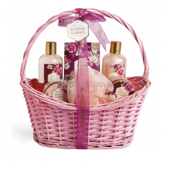 KAZETA ALA DB PRÚTENÝ KÔŠ  SCENTED GARDEN RUŽA SPRCHOVÝ GÉL 290ML + PENA DO KÚPEĽA 290ML + TELOVÝ PEELING 120ML + TELOVÉ MLIEKO 120ML + SOĽ DO KÚPEĽA 100G + VOŇAVÁ RUŽA  NA TELO X21