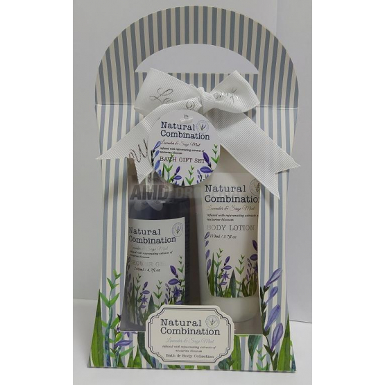 KAZETA LEVANDUĽA TAŠKA, ŠALVIA A MÄTA  SPRCHOVÝ GÉL 140ML + TELOVÉ MLIEKO 110ML X21