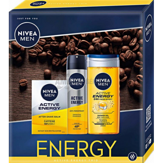 KAZETA NIVEA MEN ENERGY VODA PO HOLENÍ + SPRCHOVÝ GÉL + ANTIPERSPIRANT X21