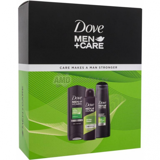 KAZETA DOVE MEN EXTRA FRESH SPRCHOVÝ GÉL + ANTIPERSPIRANT + 2V1 ŠAMPÓN NA VLASY X21