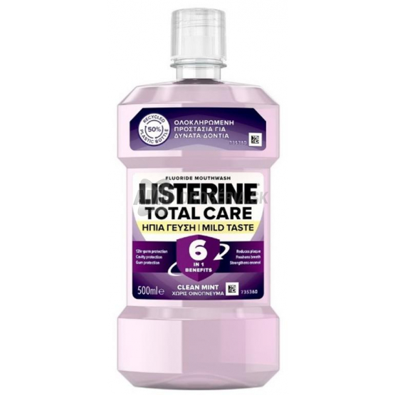 Listerine Total Care Mild Taste Clean Mint, ústna voda, 500 ml