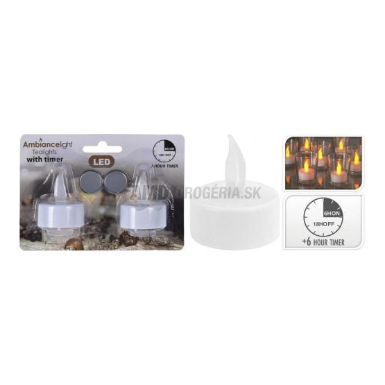 Ambiance Light LED čajové sviečky s časovačom, 2 ks