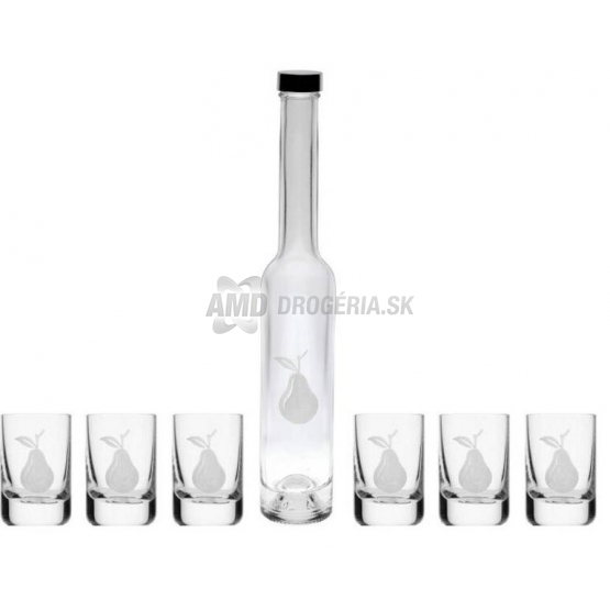 ŠTAMPRLÍK A FĽAŠA NA ALKOHOL DIZAJN HRUŠKA SADA 6+1KS 