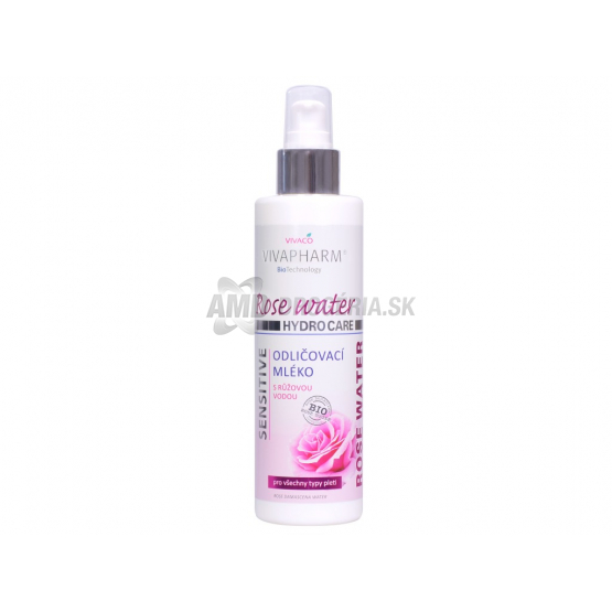 VivaPharm Rose Water Hydro Care odličovacie pleťové mlieko, 200 ml