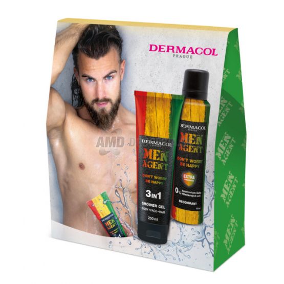 KAZETA DERMACOL MEN AGENT DONT WORRY BE HAPPY SPRCHOVÝ GÉL 3V1 250ML + DEZODORANT 150ML