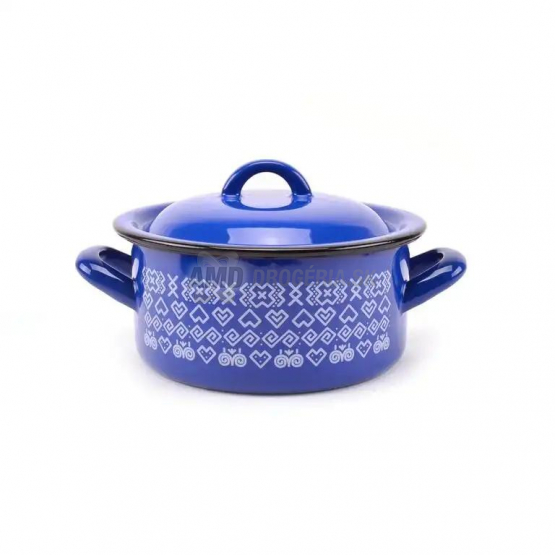 KASTRÓL SMALT + POKRIEVKA  DEKOR ČIČMANY 18CM/2L