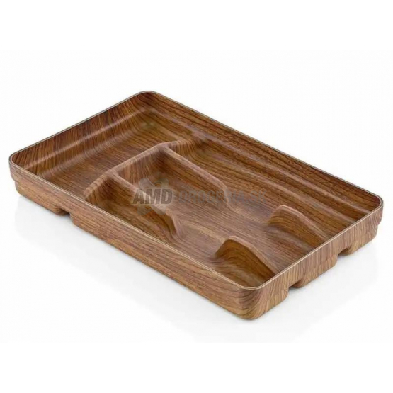 PRÍBORNÍK  4-DIELNY, PLAST - IMITACIA DREVA 31X19CM