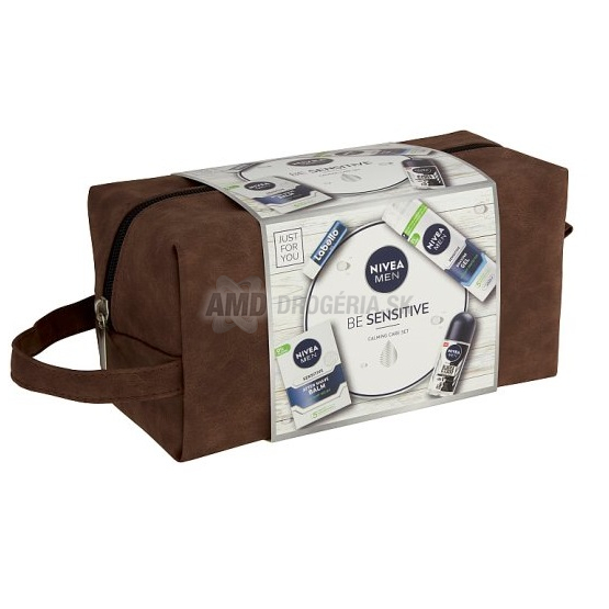 KAZETA NIVEA MEN SENSITIV BAG GÉL NA HOLENIE 200ML + ROLL ON 50ML + BALZAM PO HOLENÍ 100ML + BALZAM NA PERY 4,8G + KOZMETICKÁ TAŠKA