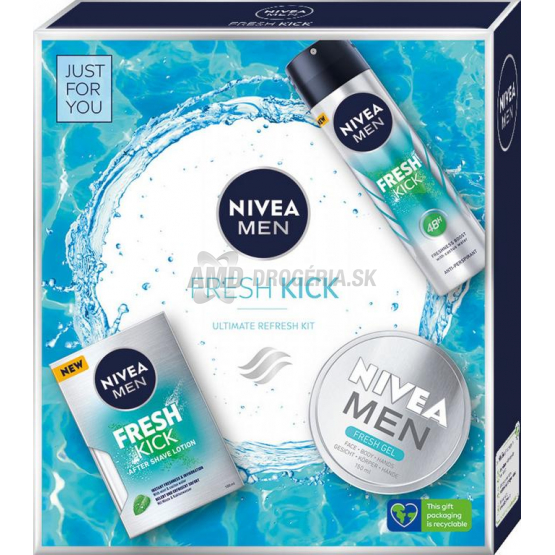 KAZETA NIVEA MEN FRESH KICK  VODA PO HOLENÍ 100ML + ANTIPERSPIRANT 150ML + GÉL KRÉM 150ML 