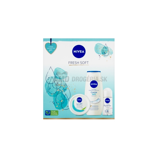 KAZETA NIVEA WOM FRESH SOFT HYDRATAČNÝ KRÉM NA CELEÉ TELO 100ML + SPRCHOVÝ GÉL 250ML + ROLL ON 50ML