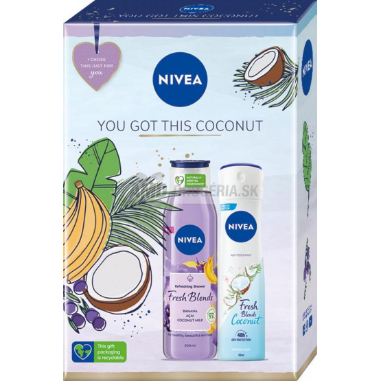 KAZETA NIVEA WOM GOT THIS COCONUT SPRCHOVÝ GÉL 300ML + ANTIPERSPIRANT 150ML