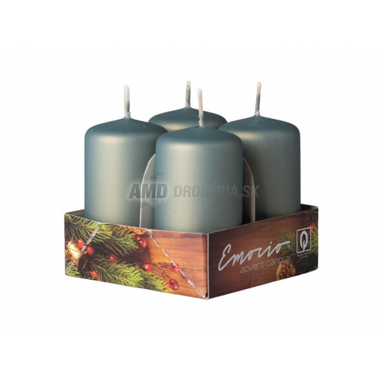 SVIEČKY ADVENTNÉ  METAL MATNÉ  TMAVO  ZELENÉ 4KS 40X75