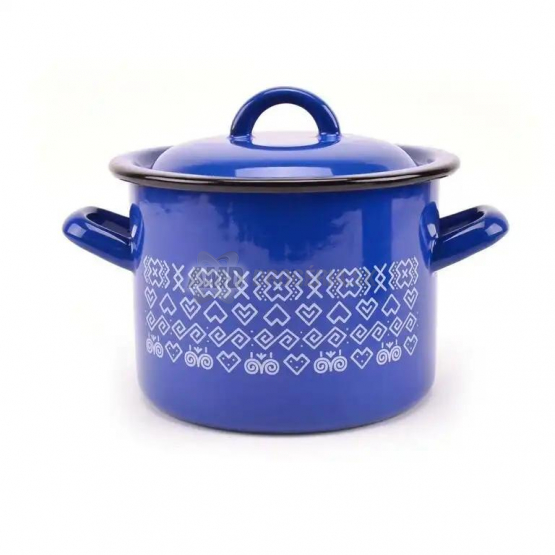 HRNIEC SMALTOVANÝ + POKRIEVKA DEKOR ČIČMANY 21CM 6L