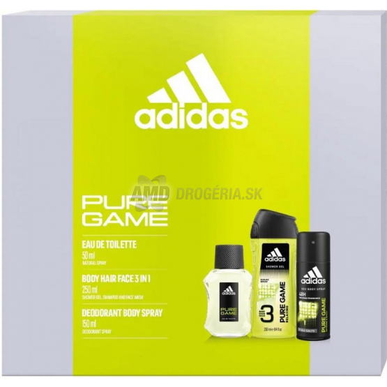 KAZETA ADIDAS MEN PURE GAME EDT 50ML + DEOSPRAJ 150ML + SPRCHOVÝ GÉL 250ML