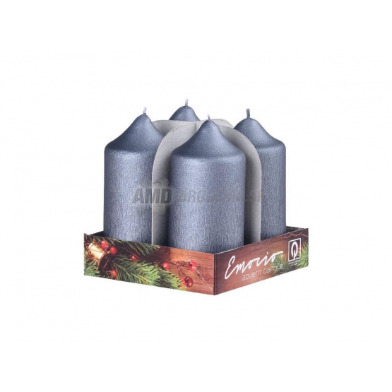 SVIEČKY ADVENTNÉ  EXCLUSIVE MATNÉ GRAFITOVÁ 4KS VALEC 40X80