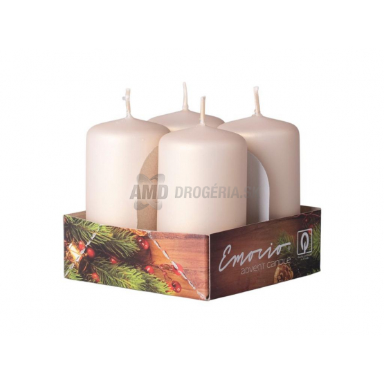 SVIEČKY ADVENTNÉ  METAL MATNÉ KRÉMOVÉ 4KS VALEC 40X75