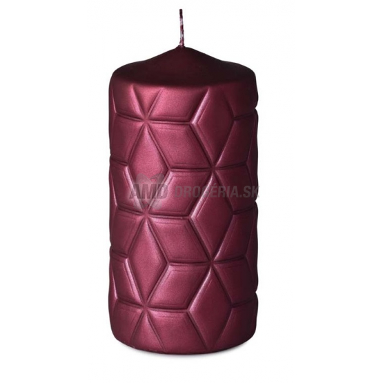 SVIEČKA VALEC VZOR MOZAIKA BORDÓ METAL MAT 70X140MM