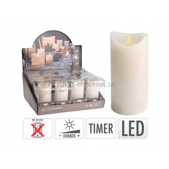LED SVIEČKA  S ČASOVAČOM KRÉMOVÁ 75X150MM