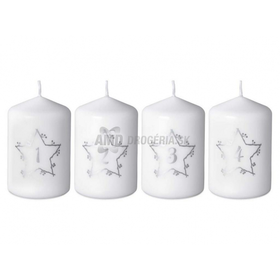 SVIEČKY ADVENTNÉ VALEC  HVIEZDA S ČÍSLOM  4KS 58X90MM