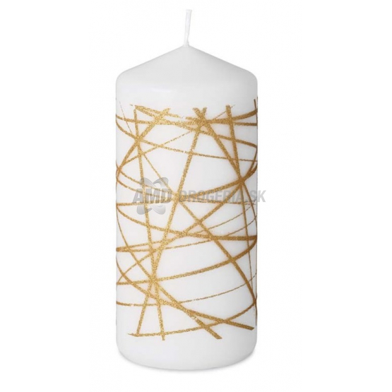 SVIEČKA VALEC  TRBLIETAVÉ ČIARY ZLATÉ 68X150MM