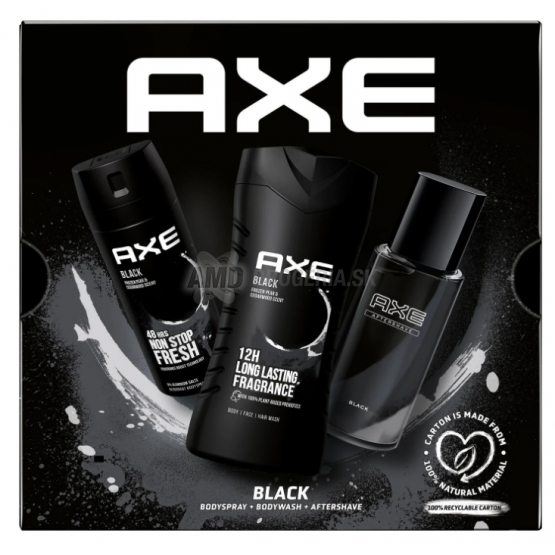 KAZETA AXE BLACK DEZODORANT  150ML + SPRCHOVÝ GÉL 250ML + VODA PO HOLENÍ 100ML