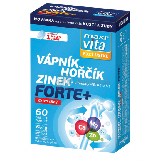 MAXIVITA ŠUMIVÉ TABLETY  EXCLUSIVE VÁPNIK + HORČÍK + ZINOK FORTE 60KS