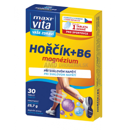 MAXIVITA ŠUMIVÉ TABLETY MAGNÉZIUM+B6 30TBL