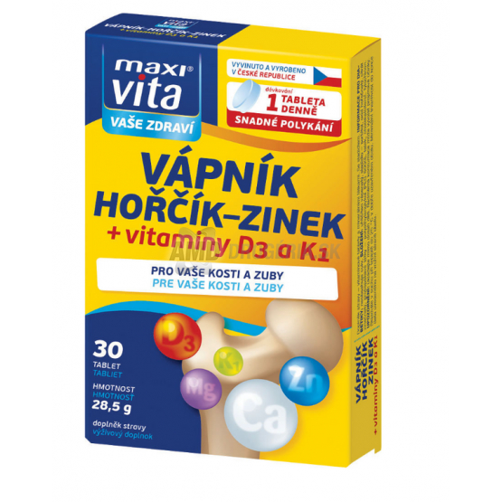 MAXIVITA TABLETY  VÁPNIK + HORČÍK + ZINOK 30KS