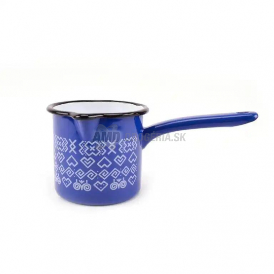 HRNČEK  S RÚČKOU SMALT DEKOR ČIČMANY 10CM/0,7L