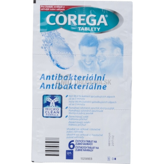 Corega Antibakteriálne čistiace tablety na zubné náhrady, 6 ks