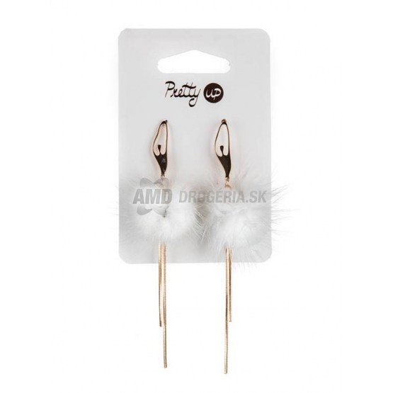 PRETTY UP NÁUŠNICE BIELE CHUMÁČIKY 10CM