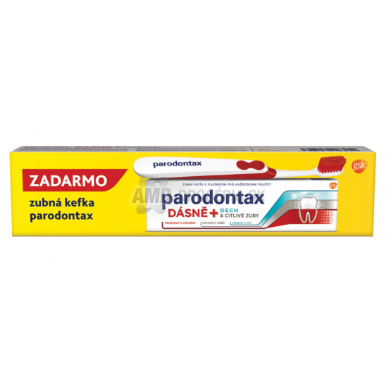PARODONTAX ZUBNÁ PASTA CITLIVÉ ZUBY, ĎASNÁ, DYCH 75ML +ZUBNÁ KEFKA