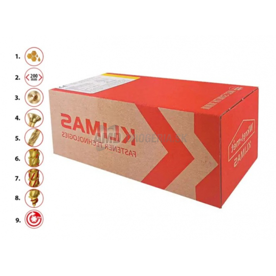 SKRUTKA WKCS 8X160 KONŠTRUKČNÁ SO ZAPUSTENOU HLAVOU TX40 ZZ BALENIE 50KS/KRABICA