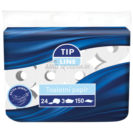 TIP LINE TOALETNÝ PAPIER  24X150 ÚTRŽKOV  3VRSTVOVÝ  BIELY